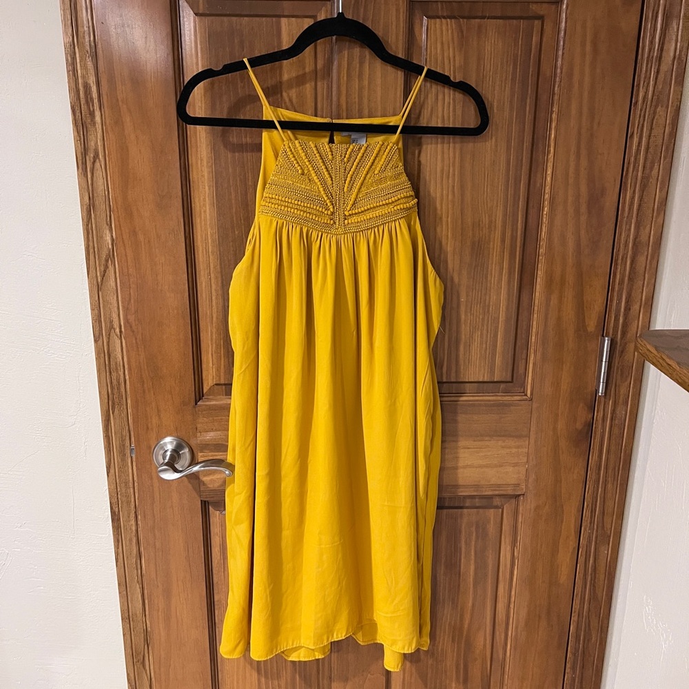 H&M gold yellow high neck sleeveless dress